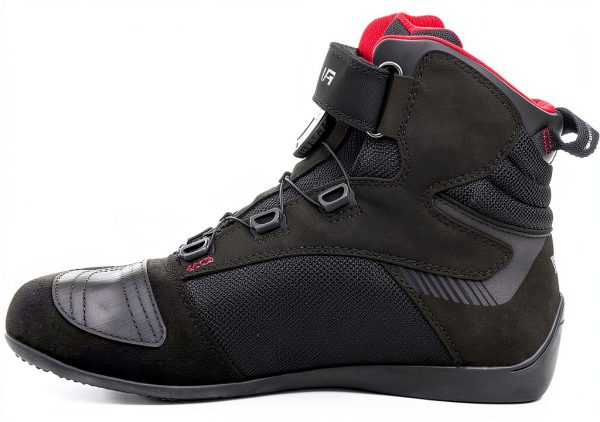 SHIMA Exo Motorcycle Riding Shoes Women Boots ATOP Reel Knob Lacing Ventilated Leather Mesh Street Summer Suede Sport Stealth Touring Shoe Moto Footwear Bikers Powersports (Womens, Black, 39)-2