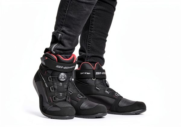 SHIMA Exo Motorcycle Riding Shoes Women Boots ATOP Reel Knob Lacing Ventilated Leather Mesh Street Summer Suede Sport Stealth Touring Shoe Moto Footwear Bikers Powersports (Womens, Black, 39)-3