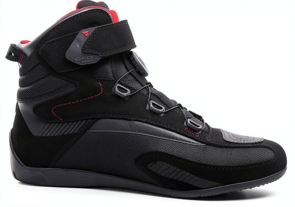 SHIMA Exo Motorcycle Riding Shoes Women Boots ATOP Reel Knob Lacing Ventilated Leather Mesh Street Summer Suede Sport Stealth Touring Shoe Moto Footwear Bikers Powersports (Womens, Black, 39)-1