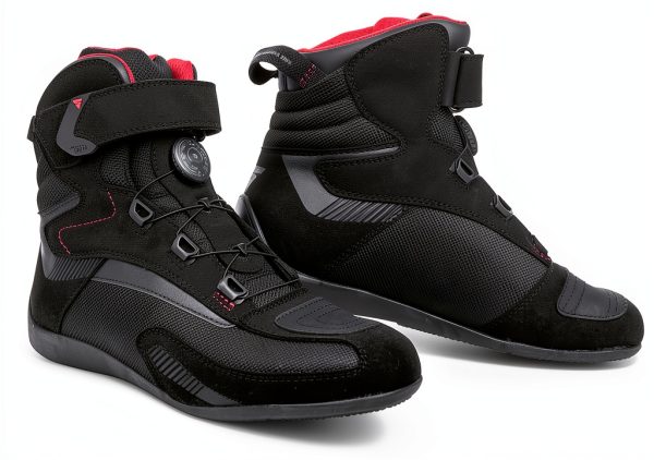 SHIMA Exo Motorcycle Riding Shoes Women Boots ATOP Reel Knob Lacing Ventilated Leather Mesh Street Summer Suede Sport Stealth Touring Shoe Moto Footwear Bikers Powersports (Womens, Black, 39)-0